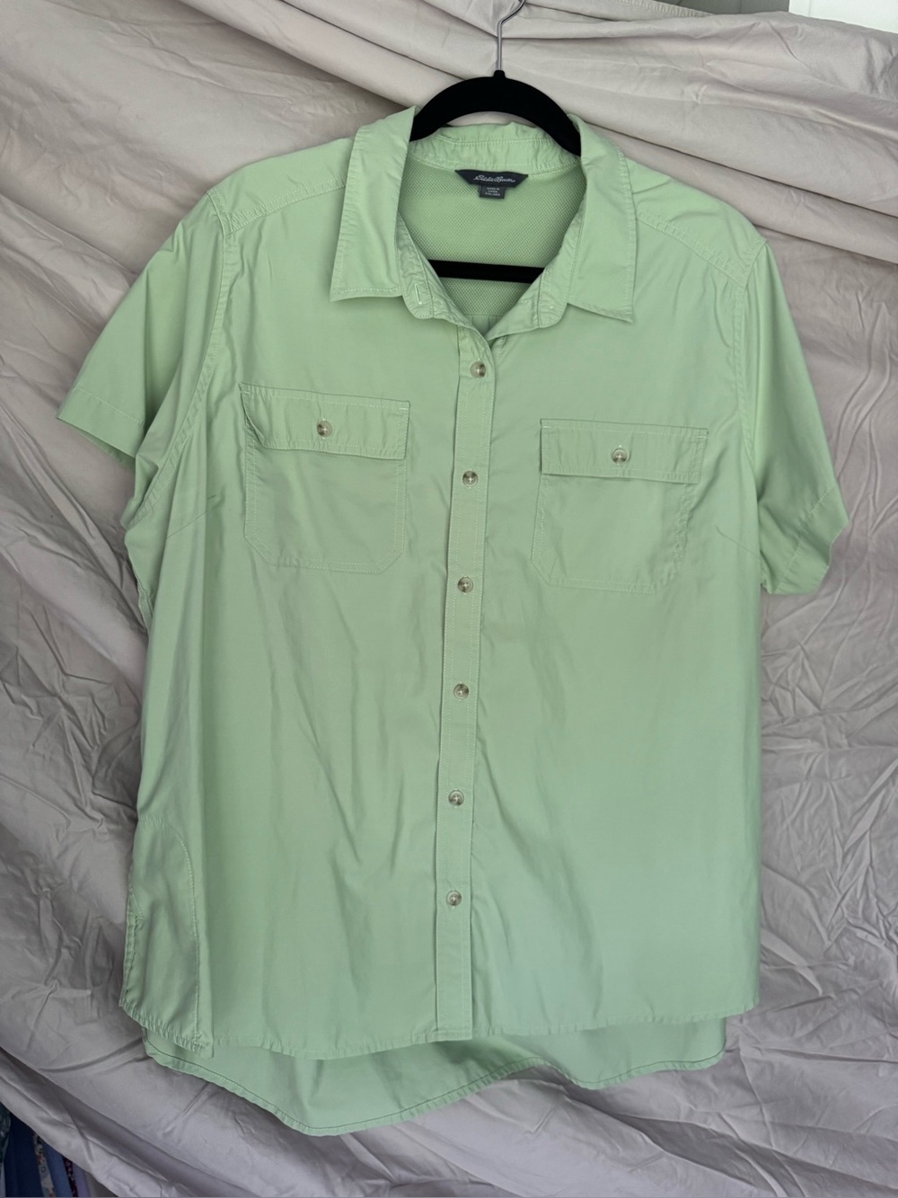 Eddie Bauer Light Green Short-Sleeve Button Down Shirt